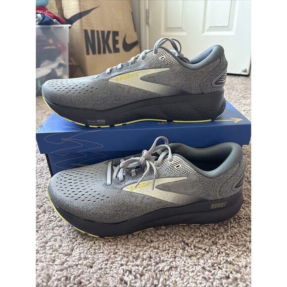 Brooks Ghost 16 Primer Grey Lime 110418040 Men’s Size12 Wide 2E EE Sneaker New main image 5